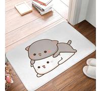 MSHEEFG Peach And Goma Cuddling Mochi Peach Cat Doormat Floor Mat Washable Carpet Rug for Kitchen Entrance Home Bathroom Footpad Mats 40 * 60 CM