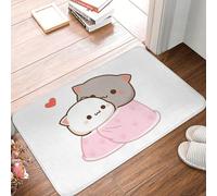 MSHEEFG Peach and Goma Cuddling Mochi Peach Cat Non-slip Doormat Floor Mat Cushion Carpet Rug for Kitchen Entrance Home Footpad Mats 40 * 60 CM