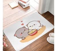 MSHEEFG Peach and Goma Non-slip Doormat Floor Mat Washable Carpet Rug for Kitchen Entrance Home Bedroom Footpad Mats 40 * 60 CM