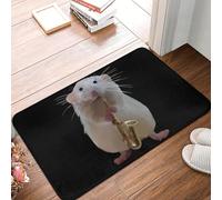 MSHEEFG Rat playing the Saxophone Non-slip Doormat Floor Mat Water oil proof Carpet Rug for Kitchen Entrance Home Bedroom Footpad Mats 40 * 60 CM