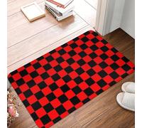 MSHEEFG Red and black checkers Anti-slip Doormat Floor Mat Sand Scraping Carpet Rug for Kitchen Entrance Home Bathroom Footpad Mats 40 * 60 CM