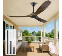 MSHENUED 52" Wood Ceiling Fan with Remote Control, Modern Ceiling Fans 6 Speed 3 Blade Ceiling Fan, Reversible DC Motor Quiet Energy saving, Indoor/Outdoor Fan with Remote Timing
