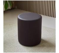 MSHGSKU Brown Minimalist Round Faux Leather Stool Compact Makeup Stool for Salon & Bedroom Versatile Stylish Seat Perfect for Small Spaces