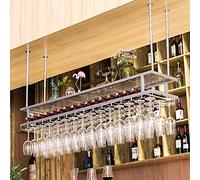 MSHGSKU Ceiling Wine Glass Rack Ceiling Metal Silver Wine Rack,Height Adjustable,2-layer Industrial Iron Shelf,Goblet Stemware Holder,Restaurants/Bars/Home Decorative Storage Rack