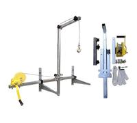 MSHGSKU External Unit Hoisting Bracket with Winch Set, Side Swing Folding Lifting Small Crane for Air Conditioner Installation, Manual Hoist Mounting Tool