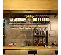 MSHGSKU Hanging Wine Glass Holder Ceiling Wine Rack,Hanging Wine Bottle Holder,Adjustable Height,Iron Wine Glass Holder,For Bars,Restaurants,Kitchens