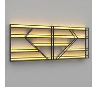 MSHGSKU Metal Wall Bottle Holder with LED Light, Large Floating Shelves for Kitchen and Dining Room, Stylish Storage Solution, Home Decor Accent, Space-Saving Design