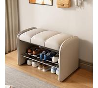 MSHGSKU Modern 2 Tier Shoe Bench with Cushion Stylish Leather Entryway Storage Stool Comfortable Footrest for Bedroom Living Room Hallway (White 60 * 37 * 45cm)