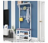 MSHGSKU Multifunctional White Coat Rack with Shoe Bench 100cm Entryway nizer Freestanding Clothes Hanger and Shoe Storage for Home Entryway Decor