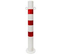 MSHGSKU Parking Lot Safety Bollard Post Barrier with Reflective Collar for Streets Subways Bus Stops Red and White Warning Stake for Pedestrian Entrances Traffic Safety Post for High Visib