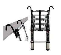 MSHGSKU Professional Foldable Aluminum Extension Ladder 2m/6.5ft - Telescoping Design with Anti-Off Hook - Lightweight Durable Ideal for Home & Work Use