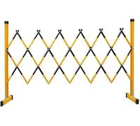 MSHGSKU Retractable Traffic Barrier Portable Metal Barricades on Wheels for Crowd Control and Lane Management Yellow and Black 1.2 x 2 m Easy to Move Durable and Sturdy