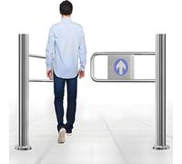 MSHGSKU Stainless Steel Automatic Closing Swing Gate - Metal Pedestrian Entrance Gate for Hallways, Warehouses & Libraries - 1-Way Design, Left/Right, 3.94x3.18ft Safety Barrier