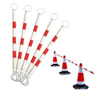 MSHGSKU Telescopic Safety Barrier Pole Set 10 Pcs Extendable Traffic Cones for Parking & Road Work Reflective Demarn Poles Adjustable 1.2-2.2M Flexible Traffic Control