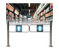 MSHGSKU Universal Metal Swing Safety Gate - 90° Stainless Steel Automatic Door for Supermarkets & Warehouses - 180x100cm Access Control Solution