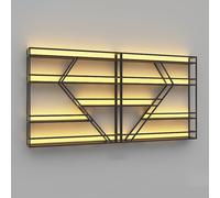 MSHGSKU Wall-Mounted Metal Wine Rack with LED Light, Stylish Floating Shelves for Kitchen & Dining Room, Perfect for Home Decor and Wine Storage Solutions