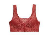 MSHLQ Bras Plus Size Sexy Lace Thin Wire-Free Full Cup Front Closure Bra-C-4XL