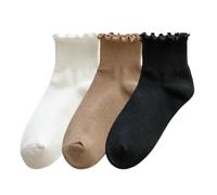 MSHLQ Fuzzy Socks Cute Women'S Socks, Kawaii Solid Color Socks, Ruffled Casual Socks-A-3pcs