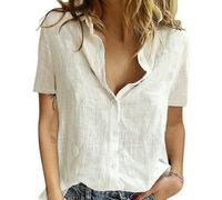 MSHLQ Shirts Women'S Elegant Harajuku Style Short-Sleeved Loose And Comfortable Shirt-White-4XL