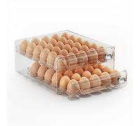MSHOMELY 60 Egg Container for Refrigerator, Egg Holder, Stackable Egg Storage, BPA Free, Clear, Rectangular, Transparent