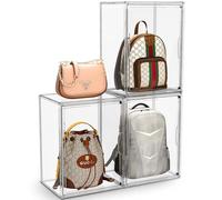 MSHOMELY Purse Storage Organizer for Closet 3 Packs Clear Handbag Storage Organizer Acrylic Display Case for Collectibles Stackable Bag Organizer with Magnetic Door for Backpack, Figure, XXX-Large