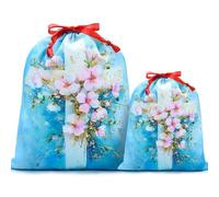 Mshutbna First Communion Gift Bags 2pcs Reusable Fabric Drawstring Gift Wrapping Bag for Presents Wrapping Party Decorations Holiday Favors 16x12 12x10 inches