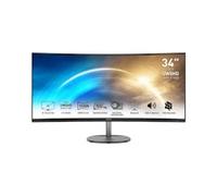 MSI PRO MP341CQ 34" Curved Monitor, 1500R, UWQHD (3440 x 1440), 21:9, 100Hz, VA, 4ms, HDMI, VGA, Built-in Speakers, Anti-Glare, Anti-Flicker, Less Blue light, TÜV Certified, VESA, Kensington