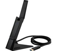 MSI AXE5400 WiFi 6E USB Adapter - WLAN up to 5400 Mbps (6GHz, 5GHz, 2.4GHz Wireless), USB 3.2 Gen 1, MU-MIMO, 2X High-Gain Tri-Band Antennas, Beamforming, WPA3 - Cradle Included