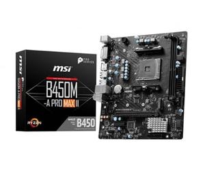 MSI B450M-A PRO MAX II ProSeries Motherboard (mATX, Supports AMD 5000/4000/3000/2000/1000 Series AM4 Processors, M.2, SATA 6G, USB 3.2 Gen 1, DDR4, HDMI/DVI, 2.5Gbps LAN)