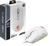 MSI CLUTCH GM11 WHITE Gaming Mouse - 5000 DPI Optical Sensor, Symmetrical, 10M+ Click OMRON Switches, 6-Buttons, 1ms Latency, RGB Mystic Light, 89g - Wired