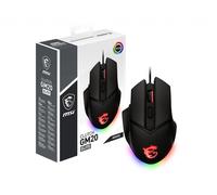 MSI CLUTCH GM20 ELITE Gaming Mouse - 6400 DPI Optical Sensor, Right-Handed, 20M+ Click Switches, 6-Buttons, Adjustable Weight System, 1ms Latency, RGB Mystic Light, 98-109g - Wired