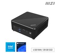 MSI Cubi N ADL S Intel N100 Desktop PC, NUC, SFF, Mini Computer, HTPC, (4GB RAM, 128GB SSD, Windows 11 PRO), Fanless/UHD Graphics/Type C/HDMI/DisplayPort/Dual LAN/WiFi 5/BT 5.1/VESA