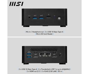 MSI Cubi NUC 1M Intel Core 3 100U (14th Gen - Series 1) Barebone, NUC, SFF, Mini Computer, HTPC, (NO RAM, NO Storage, NO OS), Intel Graphics/DDR5/Dual ThunderBolt 4/Dual HDMI/Dual LAN/WiFi 6E/BT 5.3/V