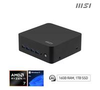 MSI Cubi Z AI 8M AMD Ryzen 7 8845HS, Desktop PC, SFF, Mini Computer, HTPC, (16GB RAM, 1TB Storage, Windows 11 PRO), AMD Radeon Graphics/DDR5/Dual HDMI/Dual LAN/WiFi 6E/BT 5.3/VESA
