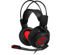 MSI DS502 7.1 Virtual Surround Sound Gaming Headset 'Black with Ambient Dragon Logo, Wired USB connector, 40mm Drivers, inline Smart Audio Controller, Ergonomic Design'