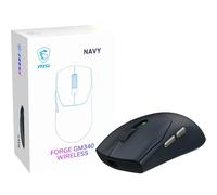 MSI FORGE 340 WIRELESS NAVY Gaming Mouse - 12000 DPI Optical Sensor, 1000 Hz polling rate, Symmetrical, 50M+ Click Micro Switches, 6 Buttons, 82-Hour Battery, 1ms Latency, 57g - Wired/Wireless/BT
