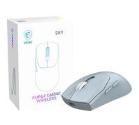 MSI FORGE 340 WIRELESS SKY Gaming Mouse - 12000 DPI Optical Sensor, 1000 Hz polling rate, Symmetrical, 50M+ Click Micro Switches, 6 Buttons, 82-Hour Battery, 1ms Latency, 57g - Wired/Wireless/BT