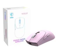 MSI FORGE 340 WIRELESS VIOLET Gaming Mouse - 12000 DPI Optical Sensor, 1000 Hz polling rate, Symmetrical, 50M+ Click Micro Switches, 6 Buttons, 82-Hour Battery, 1ms Latency, 57g - Wired/Wireless/BT