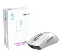 MSI FORGE 340 WIRELESS WHITE Gaming Mouse - 12000 DPI Optical Sensor, 1000 Hz polling rate, Symmetrical, 50M+ Click Micro Switches, 6 Buttons, 82-Hour Battery, 1ms Latency, 57g - Wired/Wireless/BT