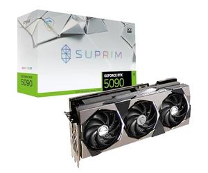 MSI GeForce RTX 5090 32G SUPRIM SOC Graphics Card - RTX 5090 GPU, 32GB GDDR7 (28Gbps/512-bit), PCIe 5.0 - HYPER FROZR (3 x STORMFORCE Fan) - Gaming & Silent Mode, RGB - HDMI 2.1b, DisplayPort 2.1b