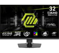 MSI MAG 322URDF E16 32-Inch 4K UHD Gaming Monitor, 3840x2160 Rapid IPS, 0.5ms, DisplayHDR 400, AMD FreeSync Premium, Eye care, AI vision, Dual-Mode, HDMI 2.1, DP 1.4a, Tilt/Height Adjustable, Black