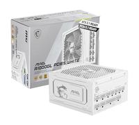 MSI MAG A1000GL PCIE5 White, Fully Modular Compact Gaming 1000W Power Supply, 80+ Gold, ATX 3.1 & PCIe 5.1 Ready, Native Dual-Color 12V-2x6 Cable, Low-Noise, Embossed Jacket Cables, 10 Year Warranty