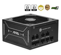 MSI MAG A650GLS PCIE5 Power Supply Unit, 650W, 80 PLUS Gold, ATX 3.1, PCIe 5.1 GPU Support, Native 12V-2x6, Dual-color 12V-2x6 connector, ATX PSU, Embossed Jacket Cables