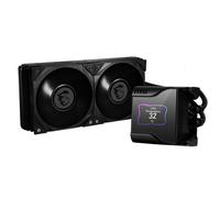 MSI MEG CORELIQUID S280 Liquid CPU Cooler '280mm Radiator, 2.4'' IPS Display with fan, 2x 140mm Silent PWM Fan, Center, Supports Intel and AMD Platforms, Latest LGA 1700 ready, Cooled by ASETEK'