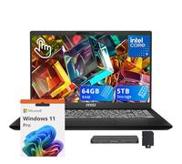 msi Modern 15 H 15.6" FHD Touchcreen Laptop, Intel Core 9 270H, 64GB DDR4, 5TB Storage (4TB SSD+1TB Docking Station Set), Intel Graphics, Backlit Keyboard, 720p HD Webcam, Wi-Fi 6E, Win 11 Pro, Black