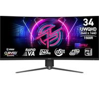 MSI MPG 346CQRF X24 34 Inch 3440 x 1440 (UWQHD) Gaming Monitor, 240Hz, Adaptive Sync, HDR Ready, HDMI, VGA Port, VESA Mount, Tilt, 4-Sided Thin Bezel, 0.5ms