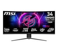 MSI MPG 346CQRXF X24 34-Inch UWQHD 1500R Gaming Monitor, 3440x1440 Rapid VA, 240Hz, 0.5ms, DisplayHDR 400, KVM, HDMI 2.1, DP 1.4a, USB C (98W PD), Frame-less, Tilt/Height Adjustable, Black