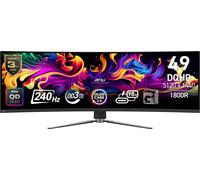 MSI MPG 491CQPX QD-OLED 49-inch QD-OLED 5120 x 1440 (DQHD) Computer Monitor, 240Hz, Adaptive-Synch, HDMI, Display Port, VGA Port, VESA Mountable, Tilt, Height Adjustable, Speaker, 0.03ms, Black