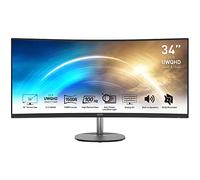 MSI PRO MP341CQ 34" Curved Monitor, 1500R, UWQHD (3440 x 1440), 21:9, 100Hz, VA, 4ms, HDMI, VGA, Built-in Speakers, Anti-Glare, Anti-Flicker, Less Blue light, TÜV Certified, VESA, Kensington