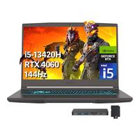 msi Thin 15 15.6" FHD 144Hz Gaming Laptop, Intel i5-13420H, 32GB RAM, 2TB PCIe SSD, NVIDIA GeForce RTX 4060, Backlit Keyboard, Webcam, Win 11 Pro, Gray, 256GB Docking Station Set
